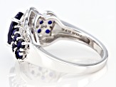 Blue sapphire rhodium over sterling silver ring 3.07ctw