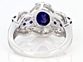 Blue sapphire rhodium over sterling silver ring 3.07ctw