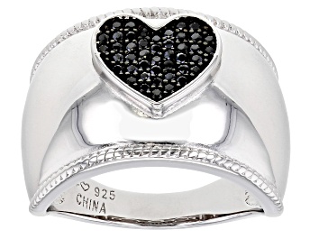 Picture of Black spinel rhodium over sterling silver heart ring .24ctw
