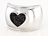 Black spinel rhodium over sterling silver heart ring .24ctw