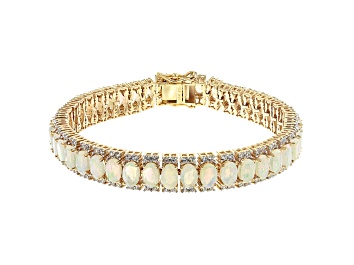 Picture of Multicolor Ethiopian Opal 18k Yellow Gold Over Silver Bracelet 11.01ctw