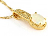 Multicolor Ethiopian Opal 18K yellow gold Over Sterling Silver Pendant With Chain 0.85ctw