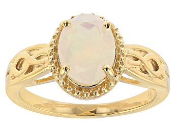 Picture of Multicolor Ethiopian Opal 18K Yellow Gold Over Sterling Silver Ring 0.85ctw