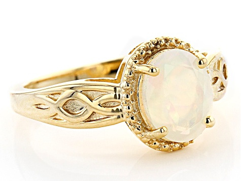 Multicolor Ethiopian Opal 18K Yellow Gold Over Sterling Silver Ring 0.85ctw