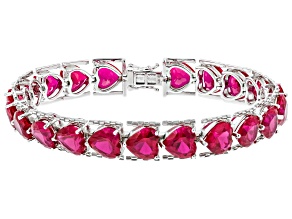 Red Lab Created Ruby Rhodium Over Silver Bracelet 33.66ctw
