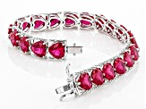 Red Lab Created Ruby Rhodium Over Silver Bracelet 33.66ctw