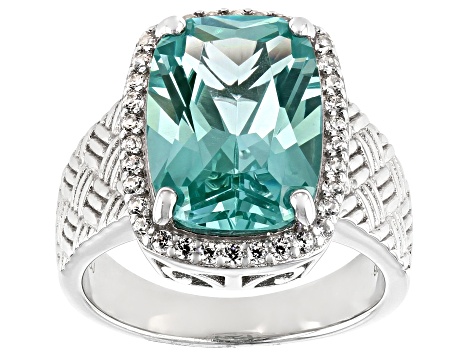 Green Lab Created Spinel Rhodium Over Silver Ring 6.58ctw