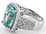 Green Lab Created Spinel Rhodium Over Silver Ring 6.58ctw