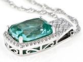 Green Lab Created Spinel Rhodium Over Silver Pendant With Chain 6.58ctw