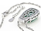 Green Lab Created Spinel Rhodium Over Silver Pendant With Chain 6.58ctw