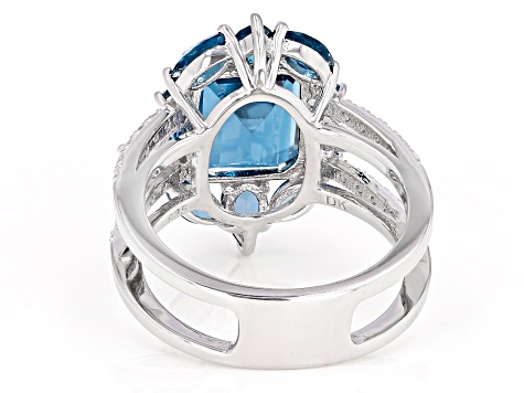 London Blue Topaz Rhodium Over Silver Ring 5.30ctw - JXH216 | JTV.com