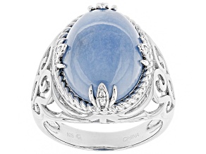 Blue Angelite Sterling Silver Solitaire Ring