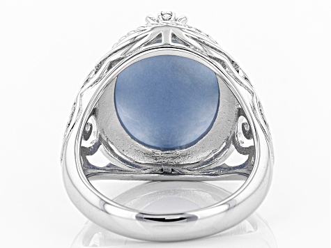 Blue Angelite Sterling Silver Solitaire Ring