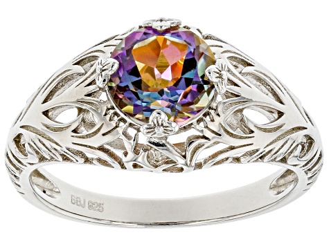 Orange Quartz Rhodium Over Silver Solitaire Ring 1.37ct
