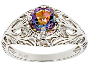 Orange Quartz Rhodium Over Silver Solitaire Ring 1.37ct