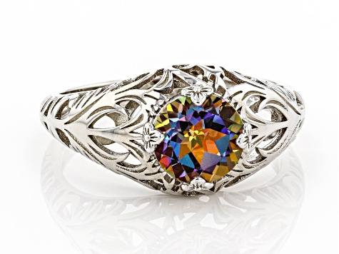 Orange Quartz Rhodium Over Silver Solitaire Ring 1.37ct