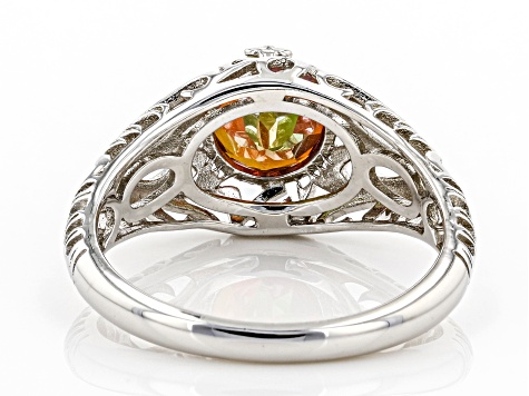 Orange Quartz Rhodium Over Silver Solitaire Ring 1.37ct