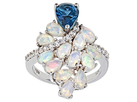 White Ethiopian Opal Rhodium Over Silver Ring 2.73ctw