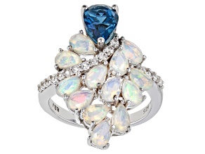White Ethiopian Opal Rhodium Over Silver Ring 2.73ctw