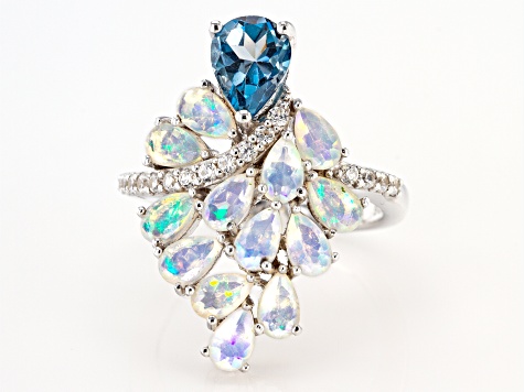 White Ethiopian Opal Rhodium Over Silver Ring 2.73ctw