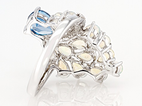 White Ethiopian Opal Rhodium Over Silver Ring 2.73ctw
