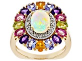 Multi-color Ethiopian Opal 18k Yellow Gold Over Sterling Silver Ring 3.72ctw