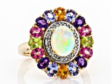 Multi-color Ethiopian Opal 18k Yellow Gold Over Sterling Silver Ring 3.72ctw