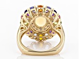 Multi-color Ethiopian Opal 18k Yellow Gold Over Sterling Silver Ring 3.72ctw