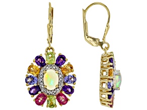 White Ethiopian Opal 18k Yellow Gold Over Sterling Silver Earrings 4.58ctw