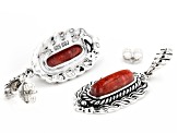 Red Coral Sterling Silver Earrings.