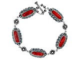 Red Coral Sterling Silver Bracelet