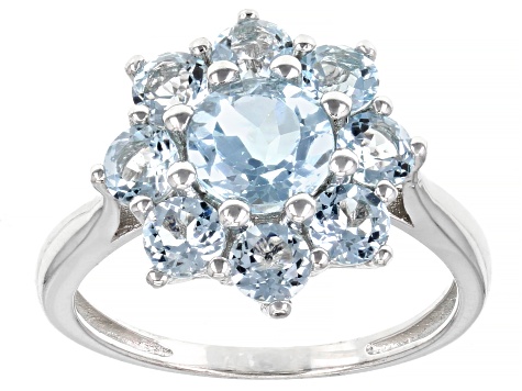 Sky Blue Topaz Rhodium Over Sterling Silver Ring 2.42ctw