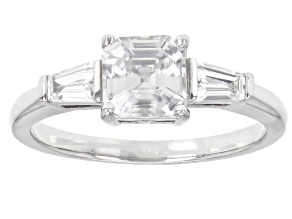 White Zircon Rhodium Over Sterling Silver 3-Stone Ring 1.60ctw