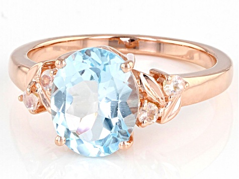 Blue Topaz 18K Rose Gold Over Sterling Silver Ring 2.69ct