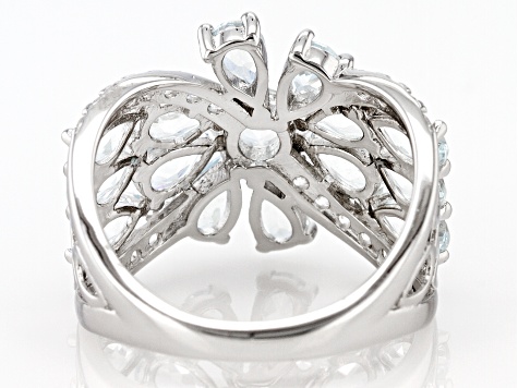 Blue Aquamarine Rhodium Over Sterling Silver Ring 3.03ctw