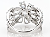 Blue Aquamarine Rhodium Over Sterling Silver Ring 3.03ctw