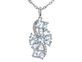 Blue Aquamarine Rhodium over Sterling Silver Pendant With Chain. 2.45ctw