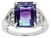 Bi-Color Fluorite Rhodium Over Sterling Silver Ring. 6.59ctw