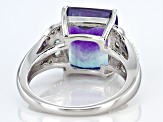 Bi-Color Fluorite Rhodium Over Sterling Silver Ring. 6.59ctw