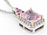 Pink Kunzite Rhodium Over Sterling Silver Pendant Chain 2.79ctw