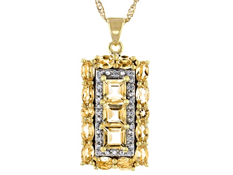 Yellow Citrine 18k Yellow Gold Over Sterling Silver Pendant With Chain 3.95ctw