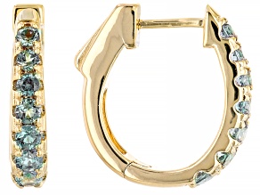Blue Lab Created Alexandrite 18K Yellow Gold Over Sterling Silver Huggie Earrings. 1.23ctw