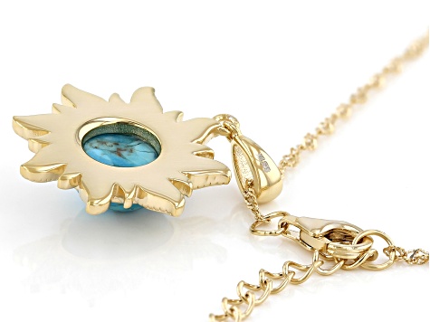 Blue Composite Turquoise 18k Yellow Gold Over Silver Pendant With Chain