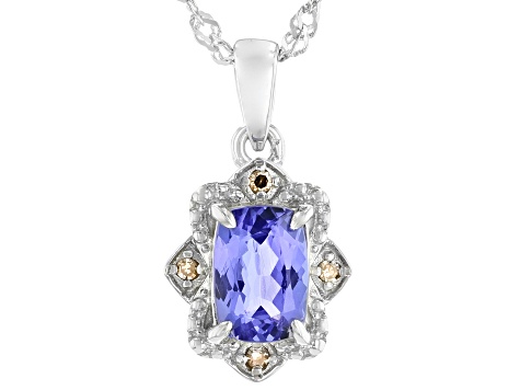 Blue Tanzanite Rhodium Over Sterling Silver Pendant 0.80ctw