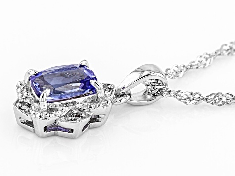 Blue Tanzanite Rhodium Over Sterling Silver Pendant 0.80ctw ...