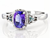 Blue Tanzanite Rhodium Over Sterling Silver Ring 0.80ctw