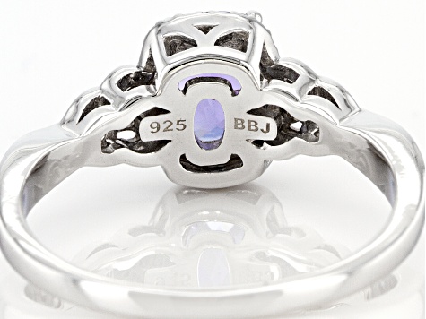 Blue Tanzanite Rhodium Over Sterling Silver Ring 0.80ctw