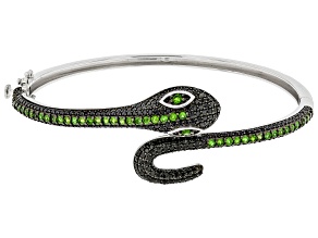 Green Chrome Diopside Rhodium Over Sterling Silver Bangle 4.59ctw