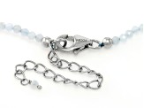 Blue Aquamarine Rhodium Over Sterling Silver Beaded Necklace