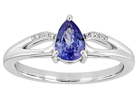 Tanzanite Rhodium Over Sterling Silver Ring 0.52ctw.